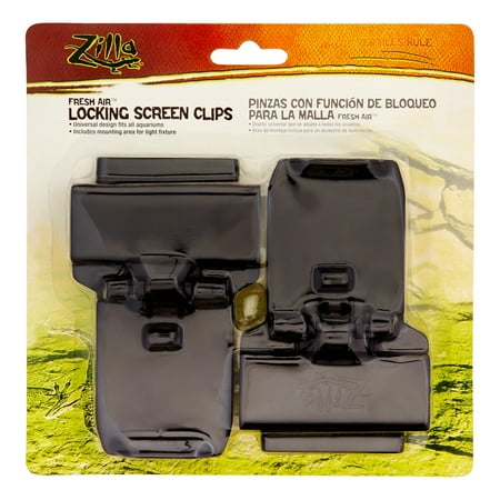 Terrarium Lock - Zilla Fresh Air Terrarium Locking Screen Clips, 2 Ct, Black