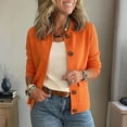 thumbnail image 2 of Women's Fashion Solid Color Collar Long Sleeve Button Pocket Jacket, Versatile Casual Blazer for Office and Outdoor Activities,Orange,S, 2 of 6