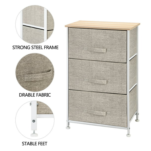 Storage Unit With 3 Easy Pull Fabric Drawers 3 Tier Dresser Drawer For Closets Walmart Com Walmart Com