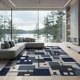 thumbnail image 2 of ODIKA 8'x10' Navy Gray Geometric Squares Contemporary Washable Area Rug Overlapping Block Pattern Abstract Design Mid Durable, Non-Slip for Living Room, Under Sectional, Family, 2 of 7