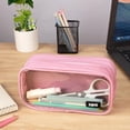 thumbnail image 4 of ZIPIT Half & Half Pencil Case for Girls, Aesthetic 3 Compartment Zipper Pouch for School, Stationery Bag for Teen and Adults, Pink, 4 of 7