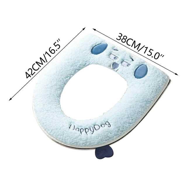 Waterproof Winter Toilet Seat Cover With Puppy Design – Thickened Insulated Fabric For Cold Weather Use