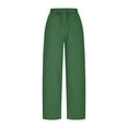 thumbnail image 4 of Htigea Women Summer Capri Pants Trousers Pants Drawstring Waist Wide Leg Casual Loose Fit Dressy Pants Sale Green 2XL, 4 of 7