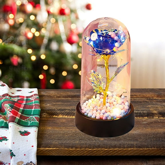YANHAIGONG Valentines Rose Gifts for Her ,Mother's Day Flower Gifts for Women, Galaxy Purple Rose in Glass Dome, Light Up Forever Rose Birthday Gifts for Mom Anniversary Eternal Rose Gift