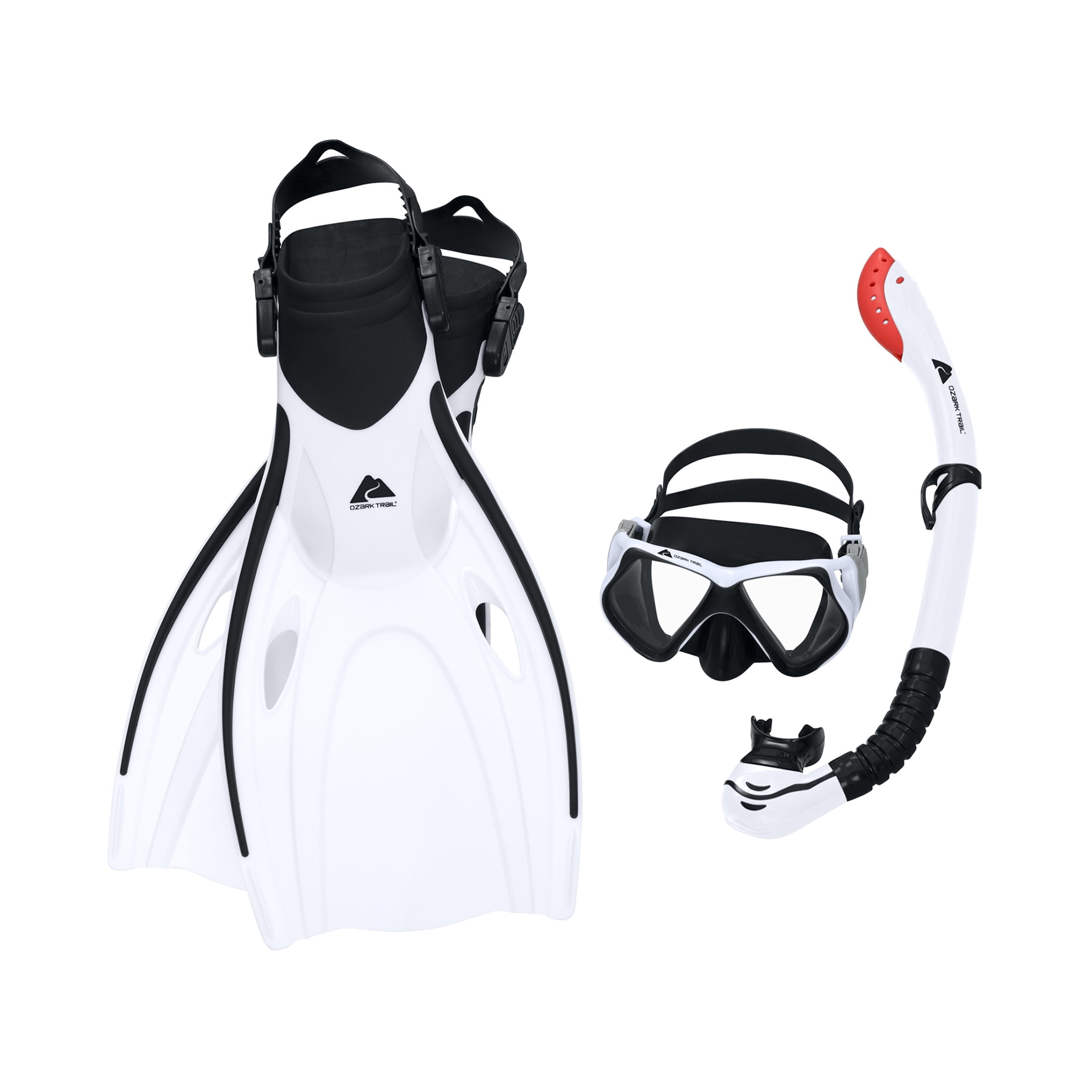 2 pack) Ozark Trail Adult Plastic Dominator Pro Snorkel Set White