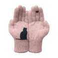 thumbnail image 2 of Luxalzxs Women Winter Gloves Warm Cat Printing Gloves Fall Woolen Knitting Outdoor Gloves, 2 of 3