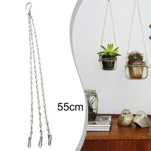 Silver 3 Strand Replacement Garden Hanging Basket Spare Metal Chains Hanger