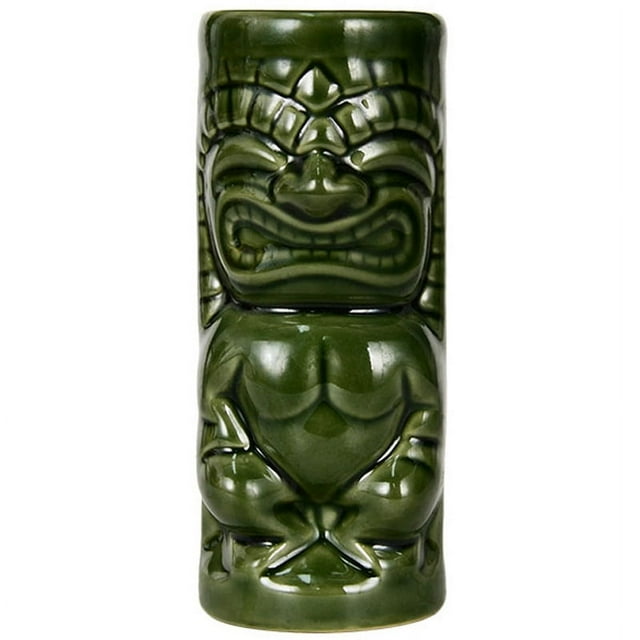 Taza Tiki de cerámica, estilo polinesio, 350 ml, color verde