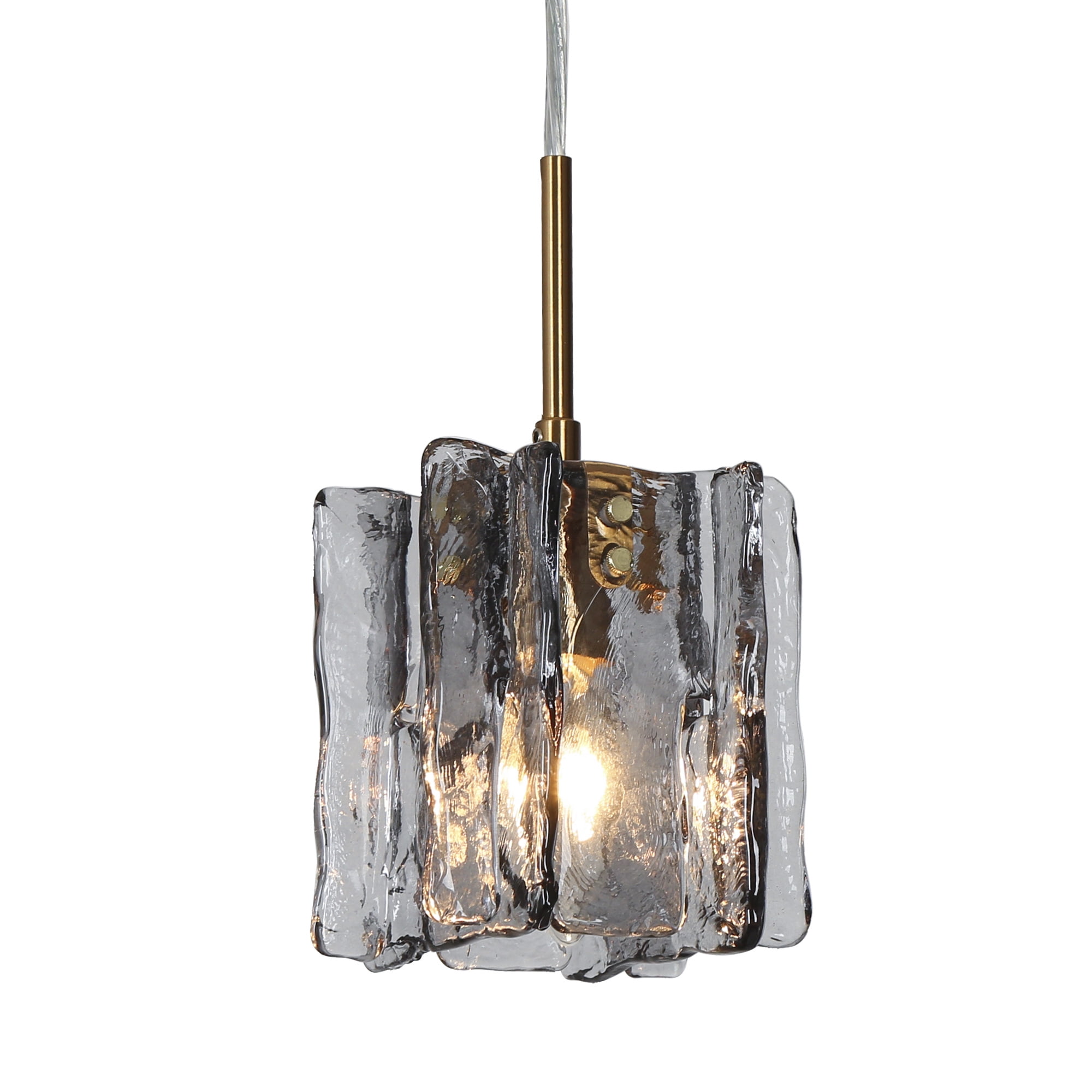 LNC Tucana Textured Glass Mini Pendant Light, Modern Linear LED Hanging Fixture