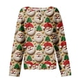 thumbnail image 5 of Women's Autumn Winter Christmas Santa Print Top Waffle Henry Shirt for Festive and Casual Holiday Season Wear for Women,Green,2XL, 5 of 7