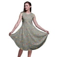 thumbnail image 1 of Bimba Robe d'Été Sans Manches à Col Rond pour Femmes, Imprimée de Feuilles Grises et de Fleurs de Plumeria, Tenue Décontractée-Xx-Grand, 1 of 6