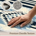 thumbnail image 6 of ODIKA 4'x6' Washable Area Rug Layering Navy Cream Checkered Bands Interlocking Entryway Felpudo for Bedroom, Reading Nook, Pet Friendly & Non-Shedding, 6 of 7