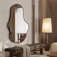 thumbnail image 4 of Bathroom Mirrors Wall Mirror Decorative 26"x 43" Asymmetrical Abstract Aviation Aluminum Frame Unique, Black, 4 of 8