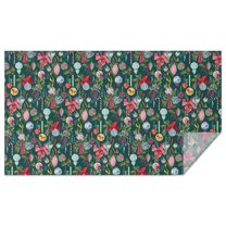 Dark Green Christmas Ornament Pattern Rectangle Tablecloth 60"x102",Waterproof Polyester Rectangle Table Cloth, Wipeable Spillproof Polyester Tablecloth for Dining, Camping, Indoor and Outdoor