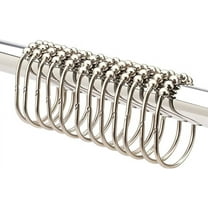 2LB Depot Shower Curtain Rings - Set of 12 - Decorative Brushed Satin Nickel Finish - Easy Glide Rollers - Rustproof Stainless Steel - Shower Curtain Hooks