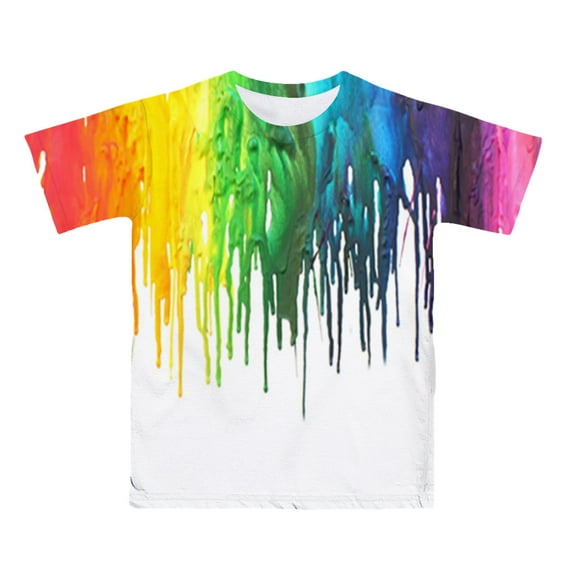 Uxgjfwu 4T Boys Shirts 4-16Years Digital Printing Fashion Children's Tee Summer Loose Children's Short-sleeved T-shirt Boys Short-sleeved 13-14 Years