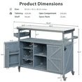 thumbnail image 5 of Rolling Bar Cart & Storage Cabinet, Farmhouse Solid Wood Outdoor Grill Table with Stainless Steel Top, Spice, Towel Rack for Kitchen & BBQ, Grey Blue, 50.25Inch (Grey+Blue), 5 of 9