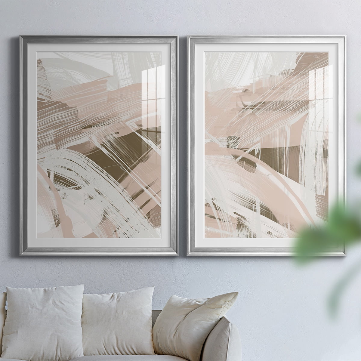 Wexford Home Earthtone Swipe I Premium Framed Print, 18.5" x 24.5" - Ready to Hang, Silver (Set of 2)
