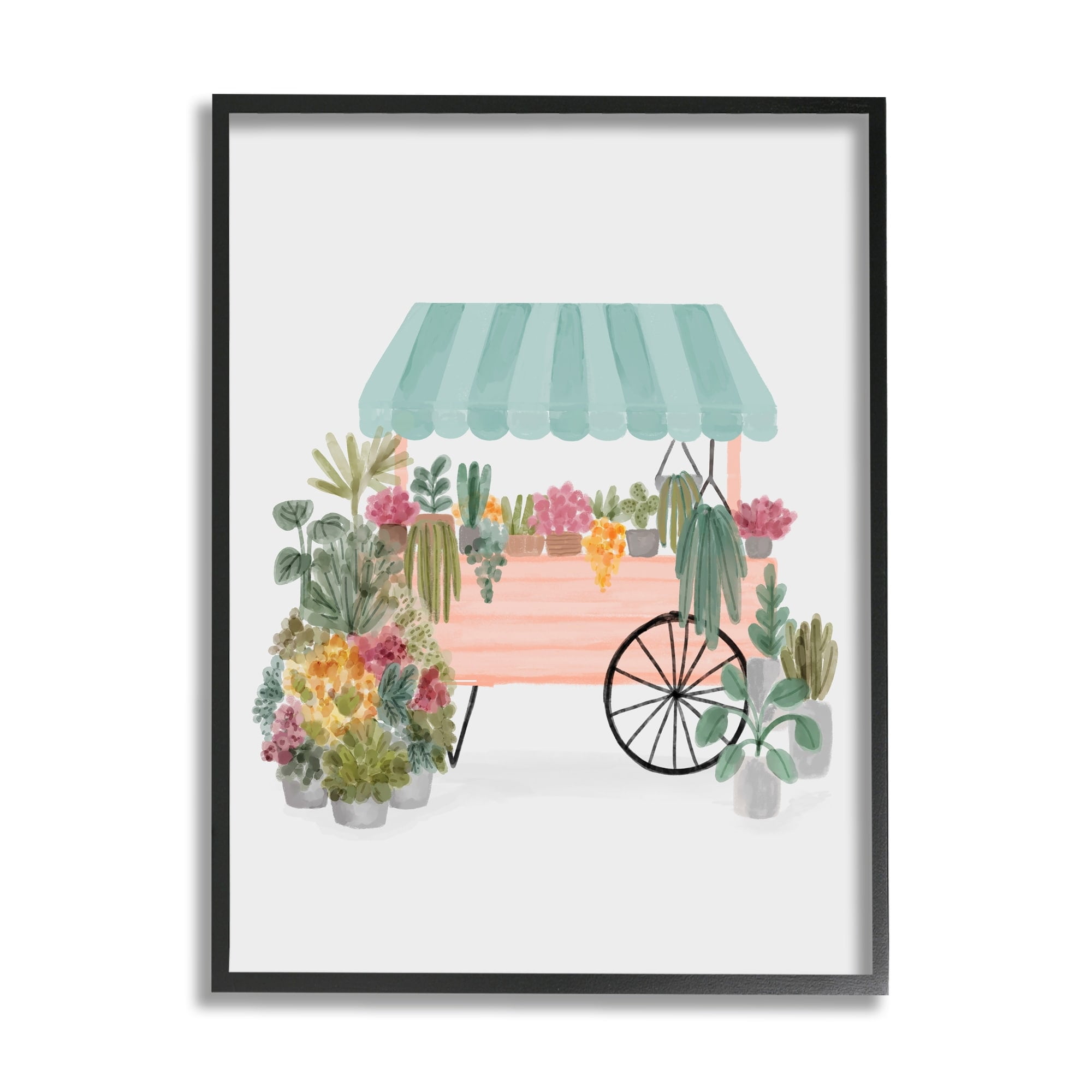Stupell Industries Quaint Floral Succulents Potted Plants Wagon Canopy Framed Wall Art, 24 x 30, Design by Nina Muis Surface Design