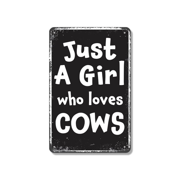 Just A Girl Who Loves Cows 12 Inch x 18 Inch Novelty Aluminum Metal Sign Barn Days Big Hearts Durable Weatherproof Perfect for Barns Bedrooms Classrooms Fun Gift for 4H Kids Farmers