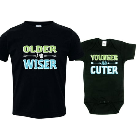 

Older Wiser and Younger Cuter Shirt Sets for Boys Includes Size 5/6 & 3-6 mo