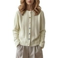thumbnail image 2 of Kureaily Round Neck Colorful Button Knitted Cardigan Sweater Open Front Long Sleeve Casual Outwear Cozy Lightweight Pullover Top For Daily Wear Womens Cardigan Sweaters, 2 of 5