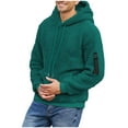 thumbnail image 2 of BRGZLK Mens Hoodies Solid Color Long Sleeve Hooded Plush Pullover Style Sweatshirt Top Green S, 2 of 5