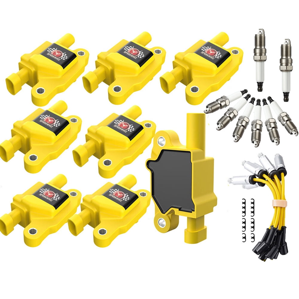 8 Pcs Ignition Coil & Spark Plug & Wire UF413/D510C for Chevy Silverado