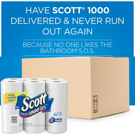 (60 Rolls) Scott septic-safe 1-ply Tissue 1000, sheets in every Toilet