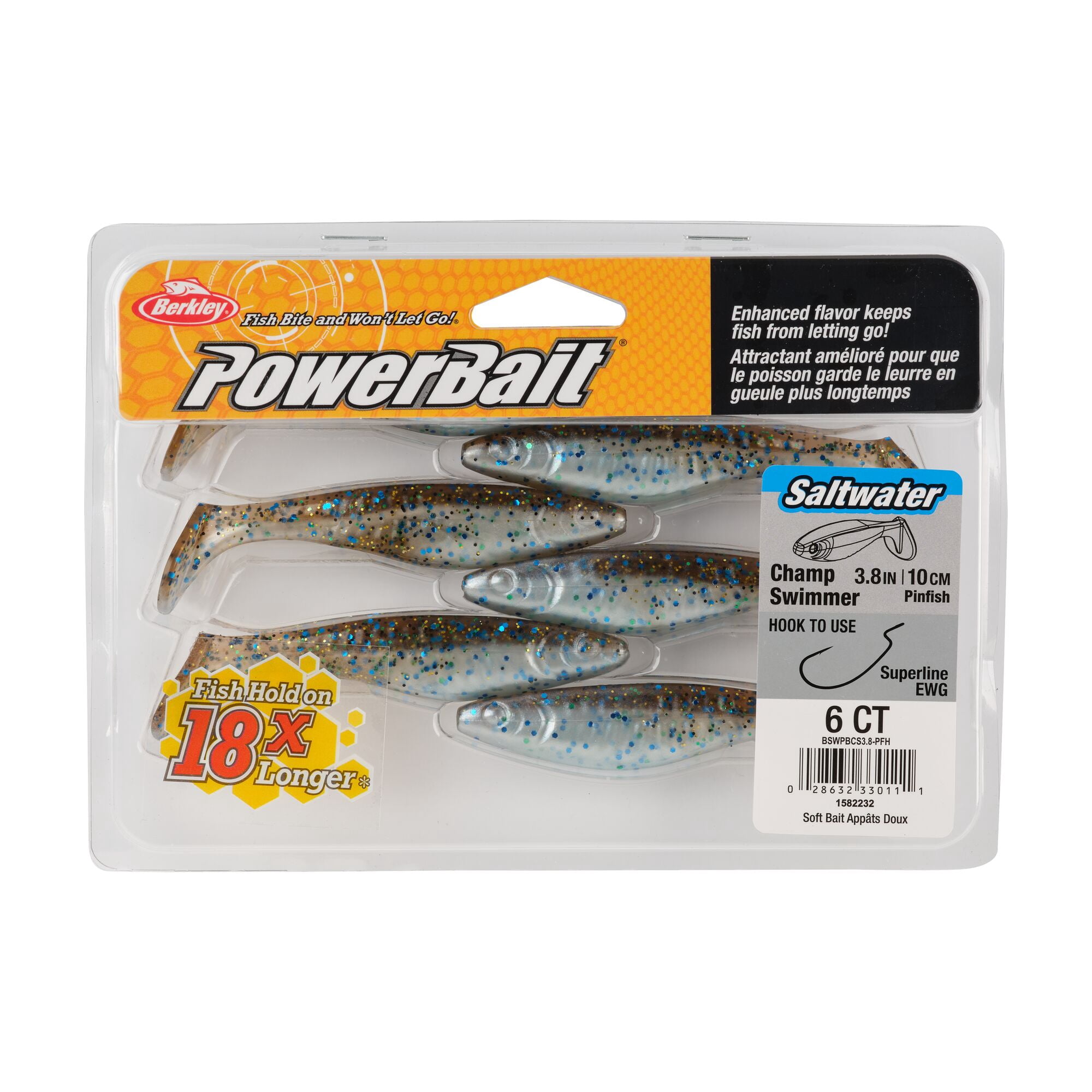 Berkley PowerBait® Saltwater The Champ Swimmer, 3.8 in, Swimbaits, Pinfish (6-count)