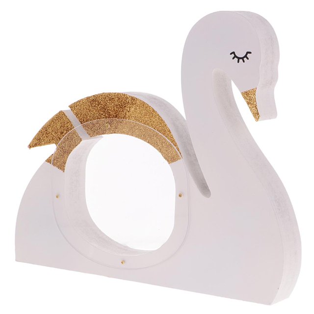 cisne de madera, caja para monedas, independiente, para niñas, niños, habitación de bebé, adorno decorativo Oro SM SunniMix Cisne de madera