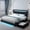 PU Leather Black, variant on SIBEDS Queen Bed Frame with Upholstered Storage Adjustable Headboard, Platform Bed Frame with LED Lights and 2 Drawers, Velvet Grey