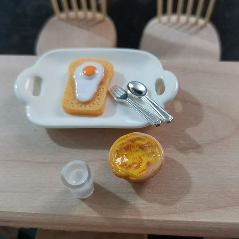 Mybeauty Mini Breakfast Food Handmade Scene Accessories Resin High Simulation Pretend Breakfast Food Model for Children, Size: Small
