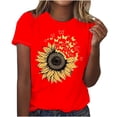 thumbnail image 1 of Camiseta de Manga Corta Impresa de Cuello Redondo Casual para Mujeres, 95% Poliéster 5% Elastano Top Ligero para Diario, Fiesta Y Uso, 1 of 2