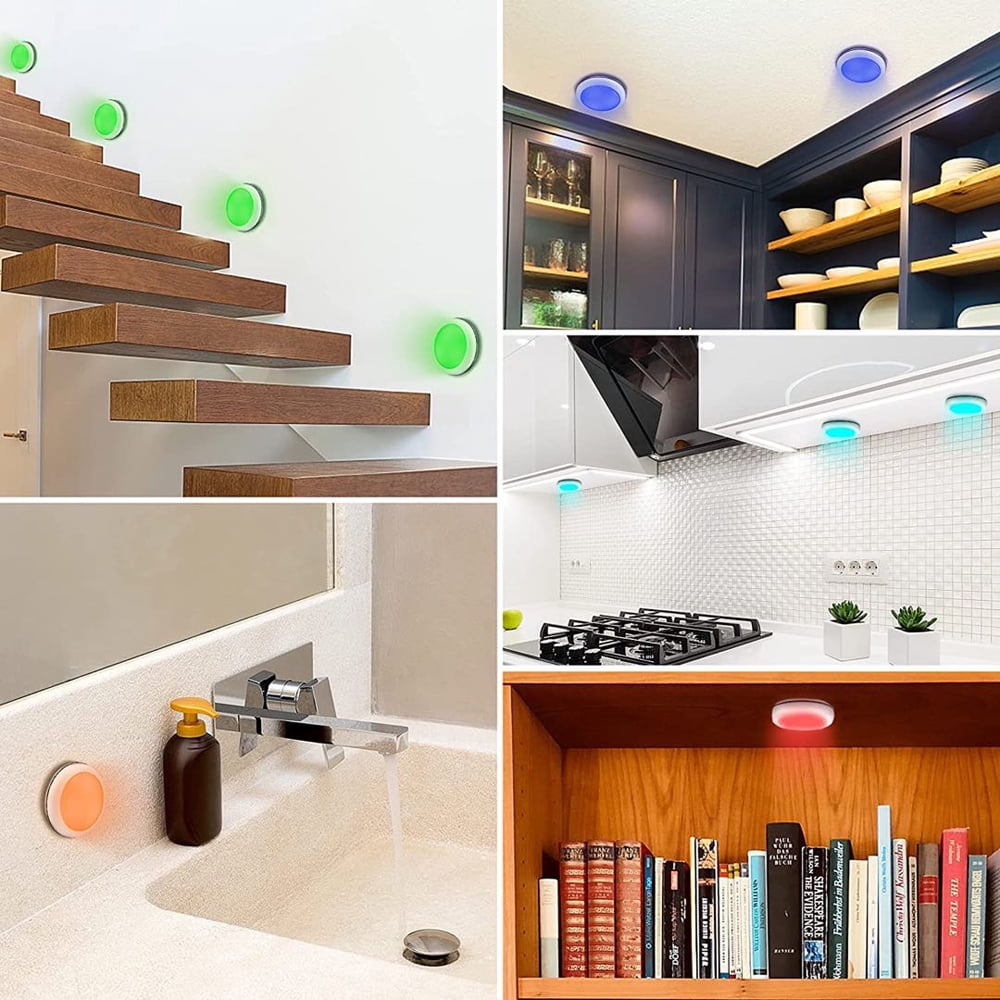 USB RGBW LED Cabinet Light - 16 Colors, Remote Control, Under Shelf Kitchen Lighting - 6 Pack