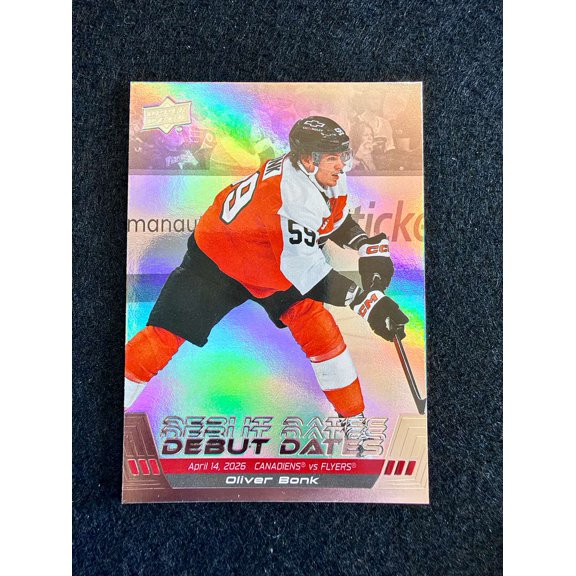 Collectible 2026-27 Upper Deck Series 1 Hockey Debut Dates Oliver Bonk #DD-4 Philadelphia Flyers Card Philadelphia Flyers NHL Ice Hockey Trading Card