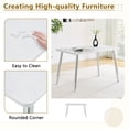thumbnail image 6 of Mintazer 47.3 Inch Modern White Marble Vein Rectangular Dining Table with Tempered Glass Top, Minimalist Kitchen Table for 4-6 People, White & Silver, 6 of 16