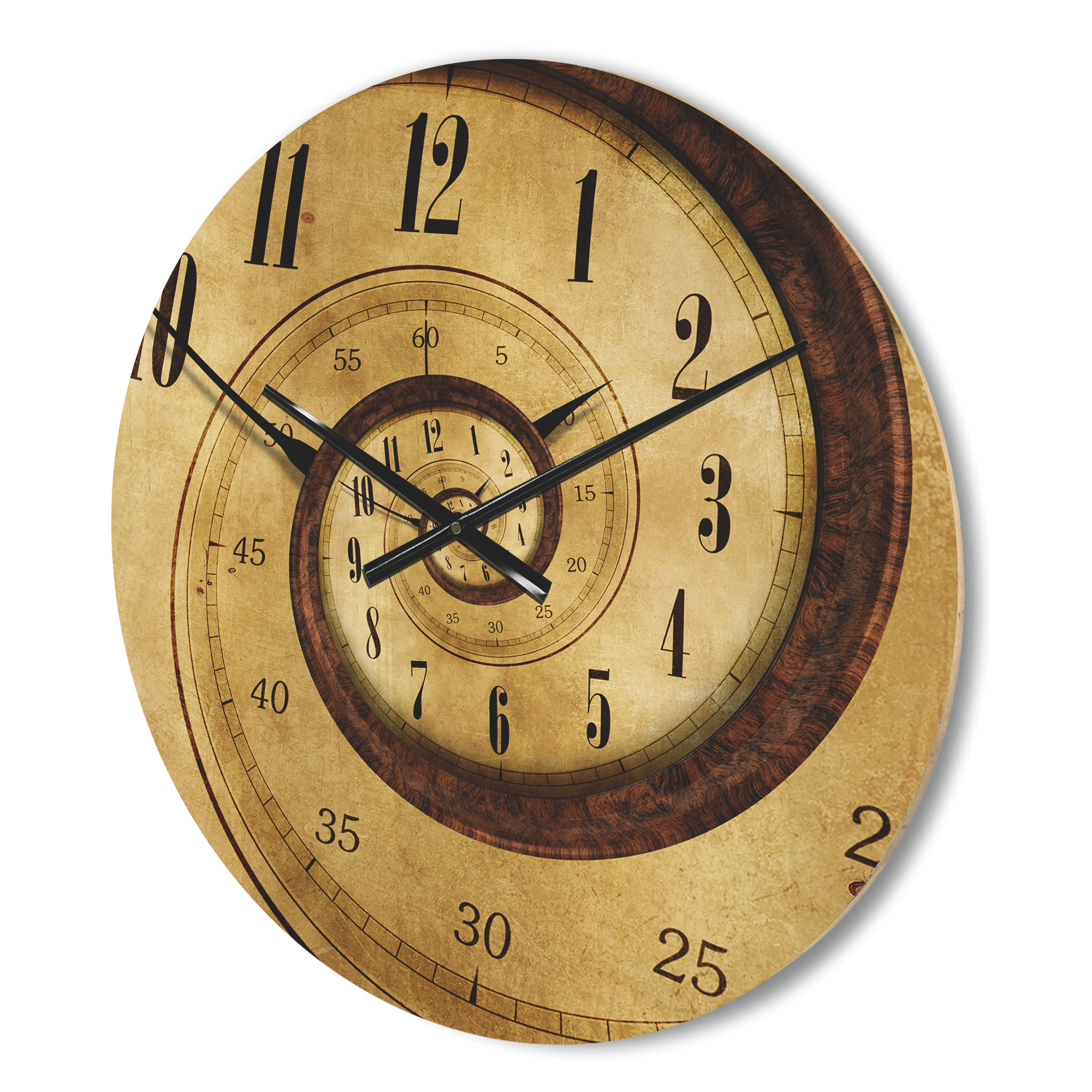 Designart 'Traditional Time Spiral' Modern Wood Wall Clock