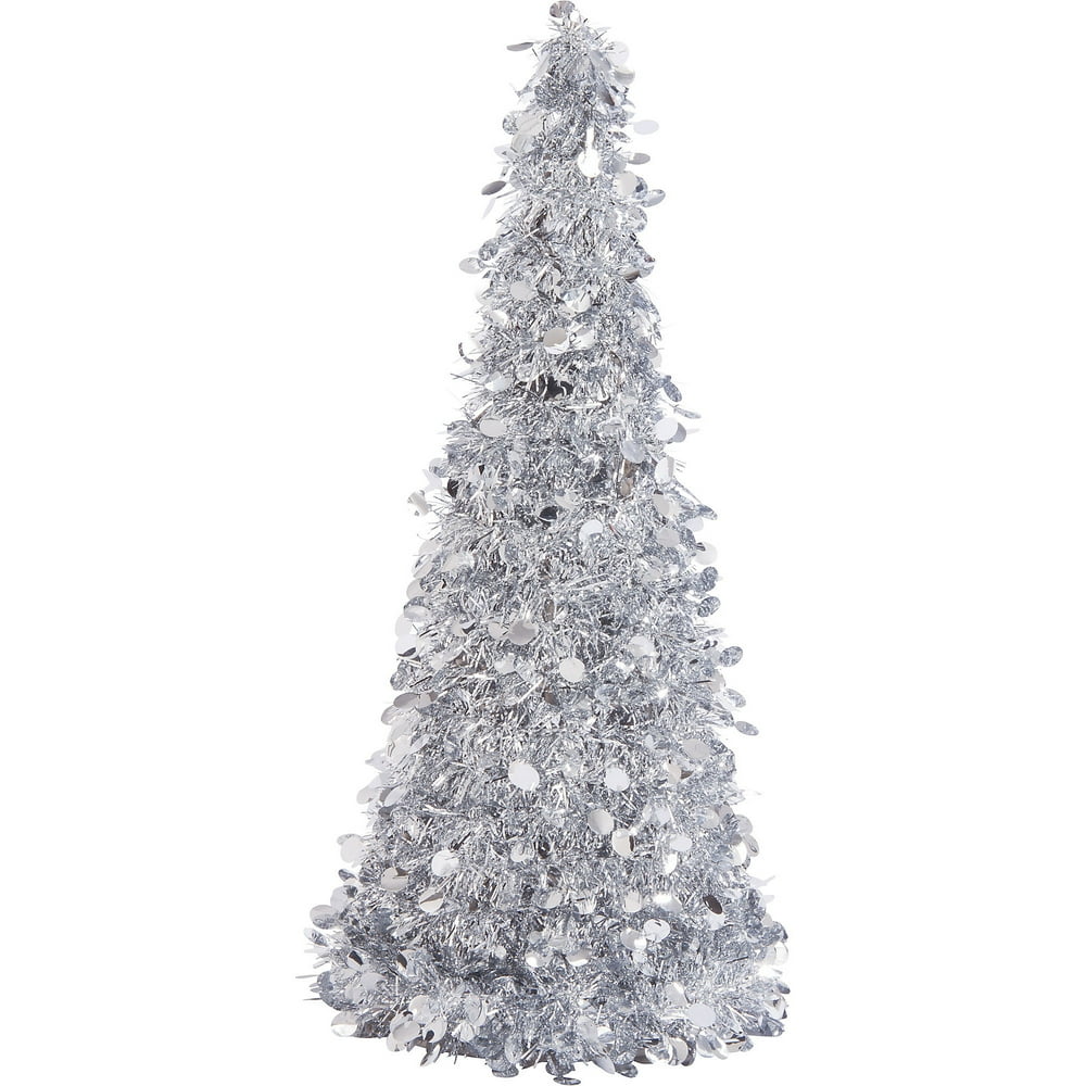Large Silver Tinsel Christmas Tree Table Centerpiece Party Decoration