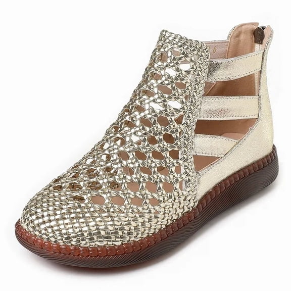 Three-color Hollow Short Boots, Comfortable Soft-soled Shoes Commuting, Mom Shoes, Shoes, Flat Women's Shoes with Embossed Design, Women Shoes
