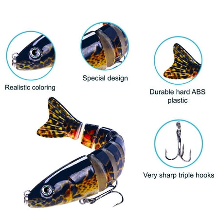 Yaoyar Lifelike Multi Jointed Swimbait for Bass Fishing Sturdy Fishing Lures for Freshwater & Saltwater Slow Sinking Fishing Lure with Tackle Box Must-Have Fishing Gear for Fishing Lovers