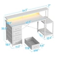 thumbnail image 3 of Casacomoda 55 Inch Computer Desk with LED Light, Monitor  Stand, Desk with 4 Drawers, Home Office Desk with Storage Shelves, White Office Desks, White, 3 of 7