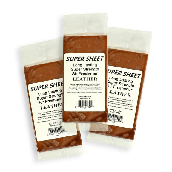 Jenray Super Sheet Small (7.5"x3.75") Under Seat Car Air Freshener, 3-Pack (Leather)