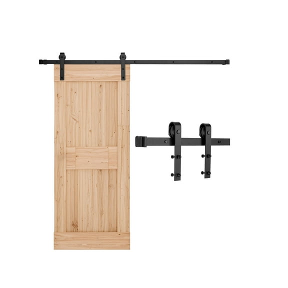 VEVOR 6.6FT Sliding Barn Door Hardware Kit,330 LBS Weight Capacity,Compatible with 36-40 Inches Width & 1-3/8 to 1-3/4 Inches Thickness Single Sliding Barn Door,J-shape