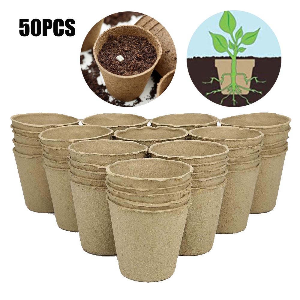 50 Pack 3Inch Seeds Starter Peat Pots, EcoFriendly Biodegradable Pots