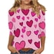 thumbnail image 2 of RKSTN Valentines 3/4 Sleeve Tops for Women Oversized Crewneck Valentine's Day Graphic Printed Short Sleeve T Shirt Womens Casual Round Neck Loose Comfy Loves Heart Print Three Quarter Sleeve Shirts, 2 of 6