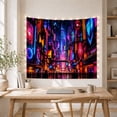 thumbnail image 5 of Neon Cyberpunk City Street at Night Energetic Retro Art for Cityscape Fans Urban Wall Decor Housewarming Gift Tapestry Wall Hanging for Bedroom, Living Room and Dorm, 5 of 7