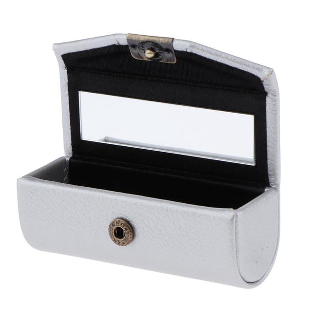 Caja de almacenamiento de cosméticos de cuero PU Estuche de lápiz labial Soporte de brillo de labios para monedero Plata jinwen Estuche para barra de labios con espejo