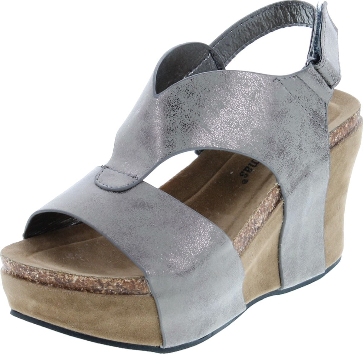 Hester-6 Wedge Sandal, Pewter Steel 