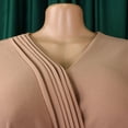 thumbnail image 6 of AURA Womens Elegant V Neck Pleated Midi Dress Long Puff Sleeve High Waist A Line Zipper With Belt, 6 of 10
